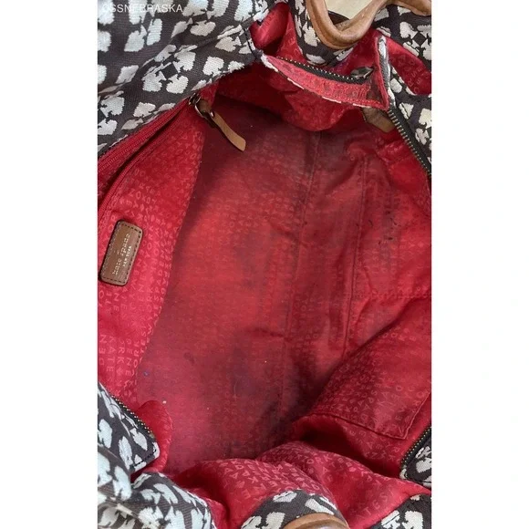 Kate Spade Brown/Cream/Scarlet Canvas, Leather Hobo Bag - Picture 11 of 12